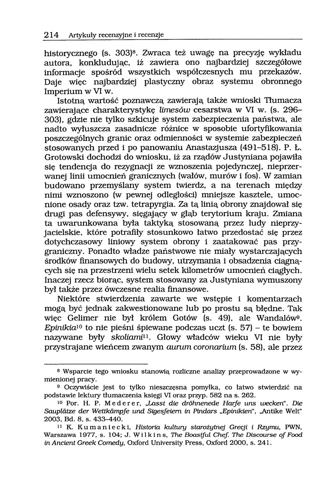 214 Artykuły recenzyjne i recenzje historycznego (s. 303)8.