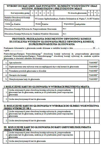 fragment wydruku Po uzgodnieniu przez Komisje danych i otrzymaniu dyspozycji wprowadzenia protokołu przekazania do systemu WOW