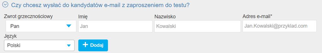 Istnieją cztery sposoby na dodawanie kandydatów do projektu. Są to: i. Dodawania indywidualnych kandydatów ii. Masowe dodawanie kandydatów iii. Linki anonimowe jednorazowego użytku iv.