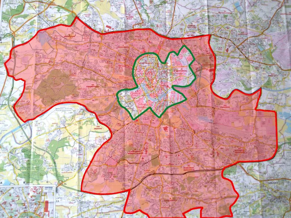 Obszar ankietowany - dobór ze względu na liczbę palenisk węglowych Bronowice Zwierzyniec Krowodrza