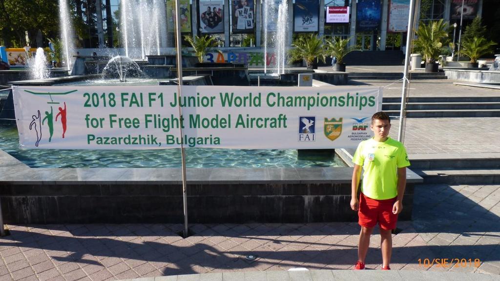 B W dniach 6-10 sierpnia 2018 w miejscowości Pazardzhik (Bułgaria) odbyły się Mistrzostwa Świata Juniorów Modeli Swobodnie Latających w klasach F1A,B,P.
