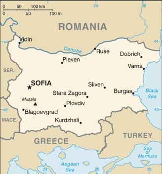 Mapa 1. Położenie geograficzne Bułgarii Źródło: The World Factbook CIA, https://www.cia.gov/library/publications/the-worldfactbook/geos/bu.html, (dostęp 14.01.2018).