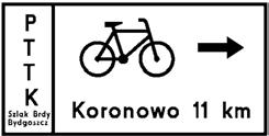Znak R-1b Znak R-3 wskazuje odległość do głównych miejscowości położonych przy szlaku rowerowym.