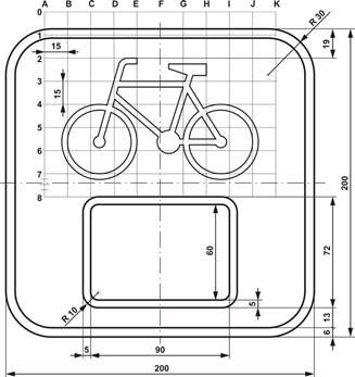 Dziennik Ustaw 7 Poz. 891 b) z symbolem albo barwnym oznaczeniem szlaku rowerowego Rys. 9.10.8. Konstrukcja znaku R-4a Rys.