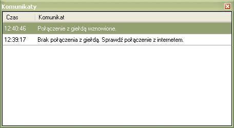 Automatyczne przelogowanie przy utracie łączności z giełdą Aplikacja pozwana na automatyczne ponowne zalogowanie w