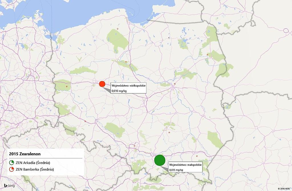 Zawartość zearalenonu w ziarnie pszenicy z