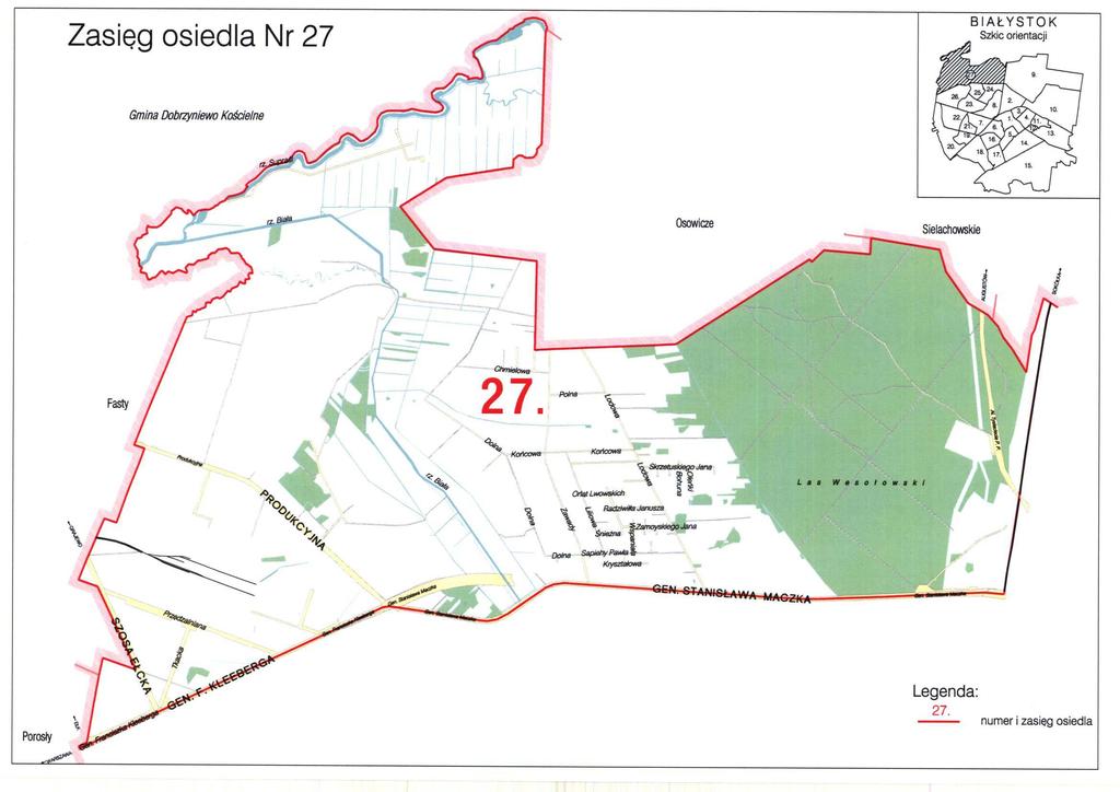 Załącznik Nr 27 Od granicy administracyjnej miasta wzdłuż torów kolejowych(biegnących w kierunku Sokółki) do ul. Gen. St. Maczka, ulicami Gen. St. Maczka, Gen. F.