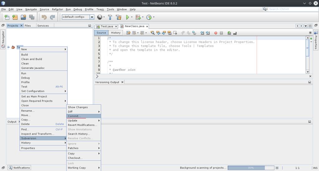 2.4.4 NetBeans Wykonanie operacji Commit 3 Zarz