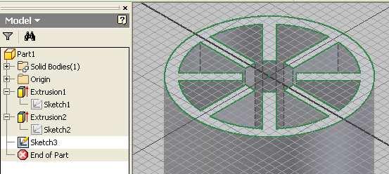 11 6.1. Utworzenie trzeciego szkicu. Z karty Model wybrać narzędzie Create 2D Sketch.