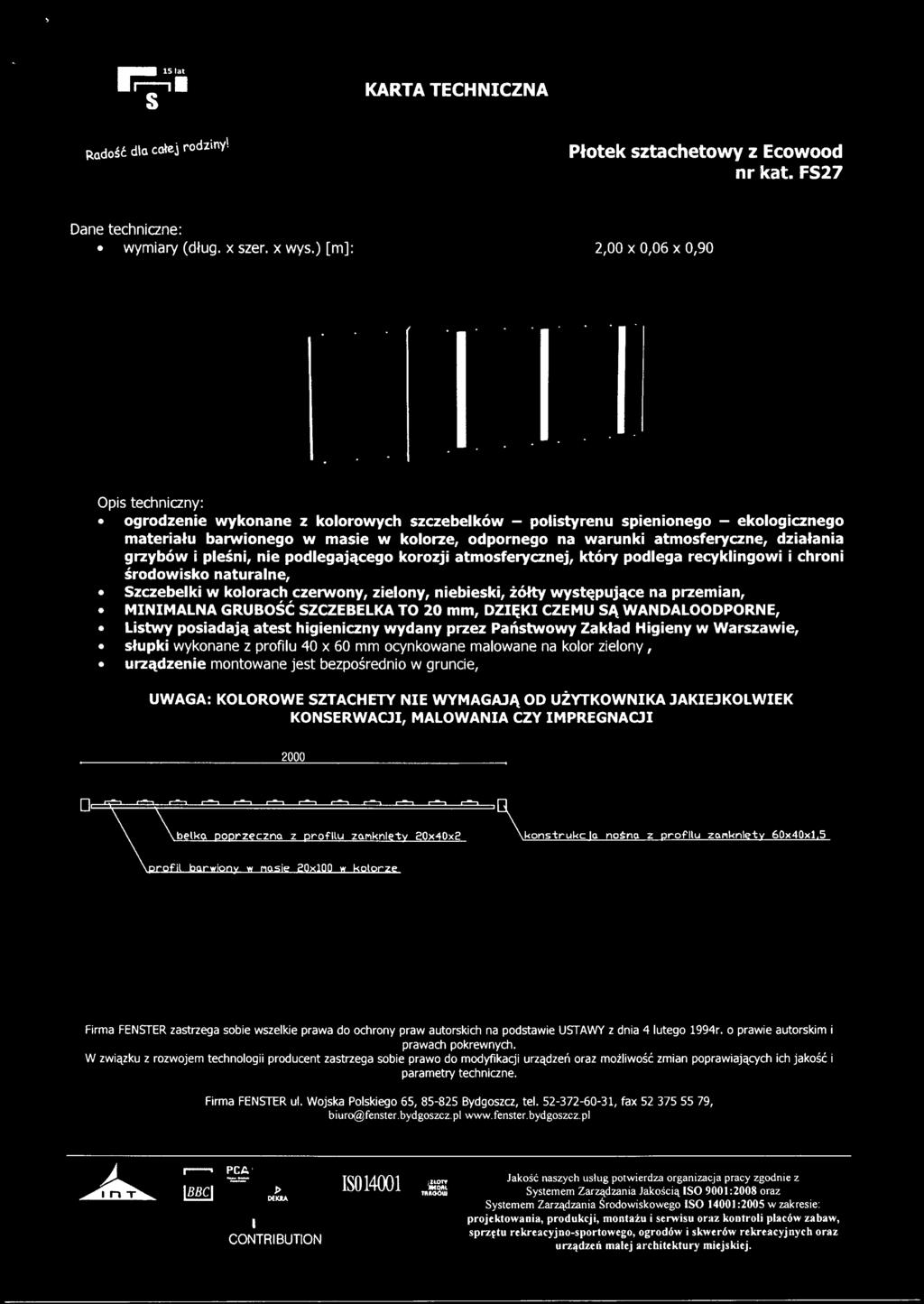grzybów i pleśni, nie podlegającego korozji atmosferycznej, który podlega recyklingowi i chroni środowisko naturalne, Szczebelki w kolorach czerwony, zielony, niebieski, żółty występujące na