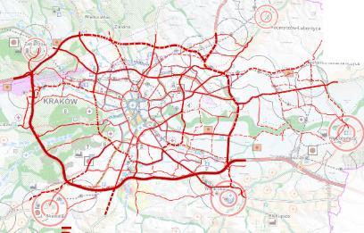 położonych przy granicy miasta z gminami