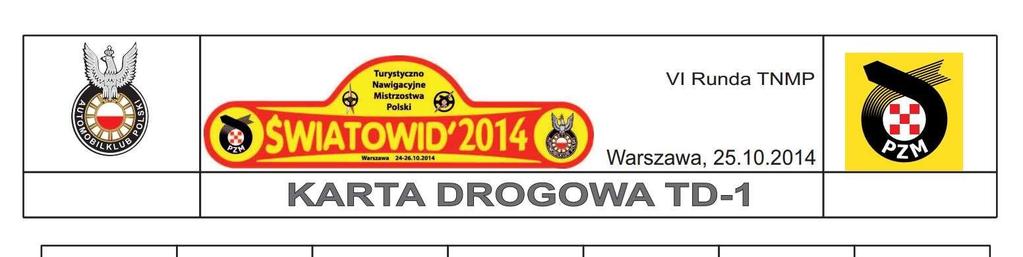 Materiały rajdowe karta drogowa Karta drogowa jest najważniejszym materiałem rajdowym. Służy do weryfikacji poprawności przejazdu.