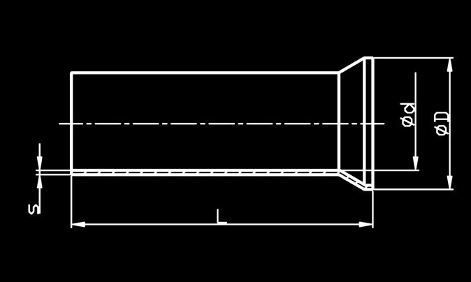 Typ Type Тип Przekrój Cross section Сечение [mm/мм] [mm²/мм²] AWG L d D s H 0,4/7 0,4 26 7 0,65,6 0,5 000 0,030 E08KH-000000 H 0,25/5 5 0,025 E08KH-0000020 0,25 24 0,75,7 0,5 000 H 0,25/7 7 0,030