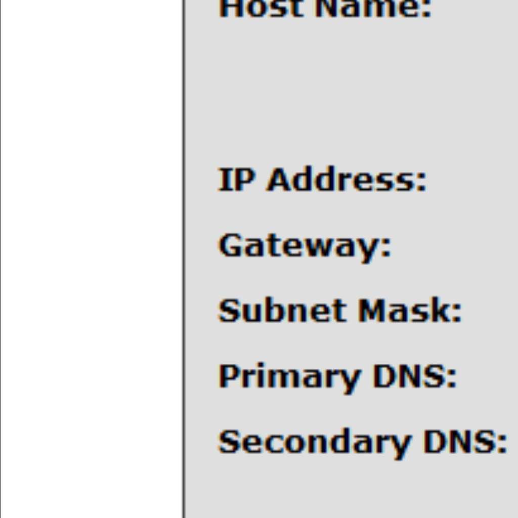 Secondary DNS adresy serwerów DNS, HTTP Srv IP: adres