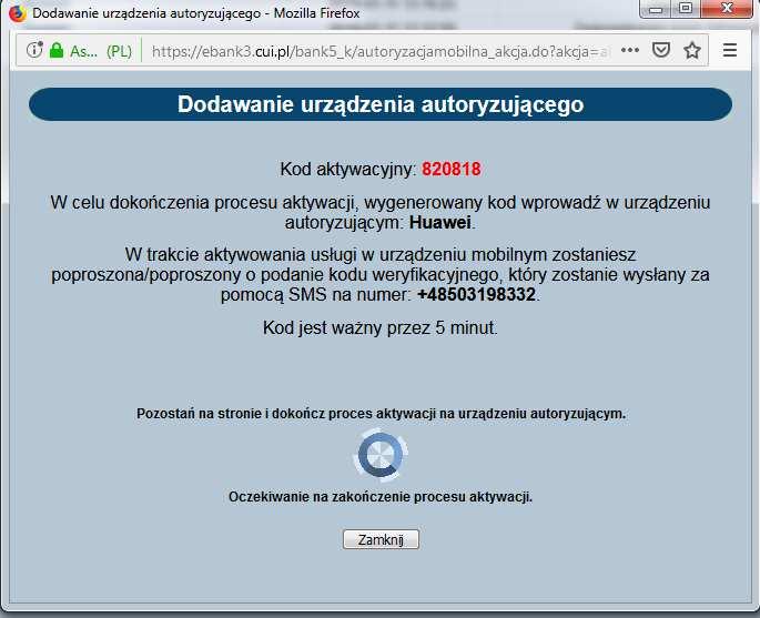 - po kliknięciu podpisz pojawia się ekran: Po wykonaniu powyższych kroków urządzenie dostaje status: zaakceptowany przez