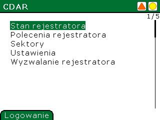 5. Obsługa rejestratora kryterialnego z klawiatury lokalnej urządzenia Okno główne rejestratora kryterialnego wywoływane jest z menu głównego urządzenia za pomocą przycisków klawiatury lokalnej,,.