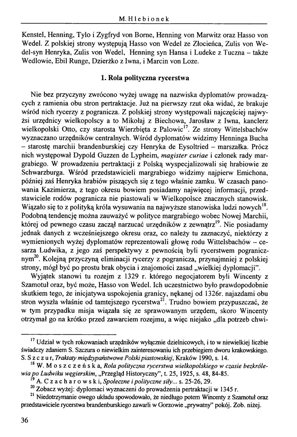 M. Hlebionek Kenstel, Henning, Tyło i Zygfryd von Borne, Henning von Marwitz oraz Hasso von Wedel.