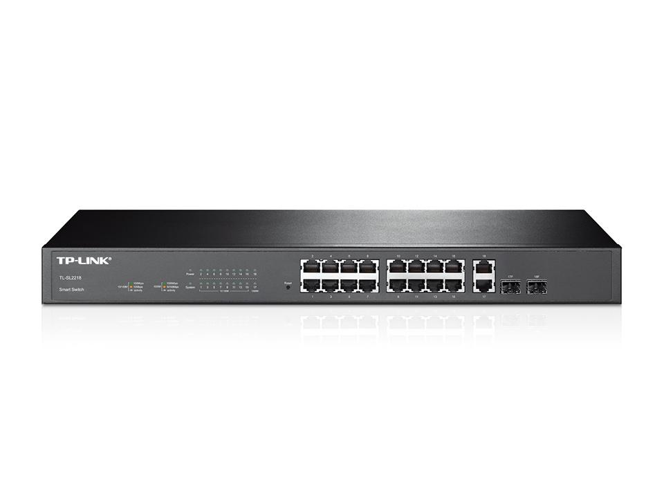 Switche, modemy, powerline > Switche > Switche 16-portowe TL-SL2218 16x10/100 2xGE 2xSFP RACK SMART Producent : TP-Link TL-SL2218 16x10/100 2xGE 2xSFP RACK SMART Przelacznik Smart, 16 portow 10/100