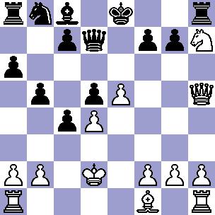 12...Wg8?? (Wyrównuje 12...Hd8 i je?li 13.Sf6+, to 13...Ke7 14.Sxd5+ Hxd5 15.Hxh8 Hxd4+.) 13.e6! (Rozstrzyga natychmiast.) 13...He7 14.exf7+ 1-0. Tragiczna pora?ka?