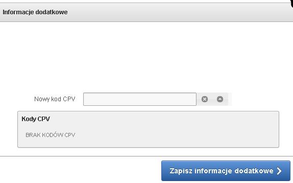 Zadanie zapisujemy przyciskiem. Do zadania można przypisać również kod klasyfikacji CPV.