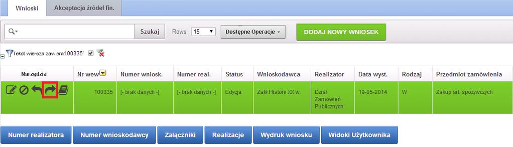 Po wybraniu przycisku otworzy się okno wyboru statusu w którym należy wybrać status