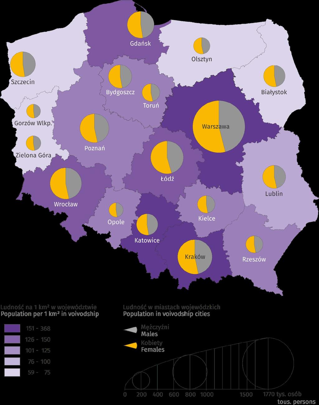 II. na tle miast wojewódzkich II. Rzeszow compared to voivodship cities 2.1. Ludność 2.1. Population Mapa 5.
