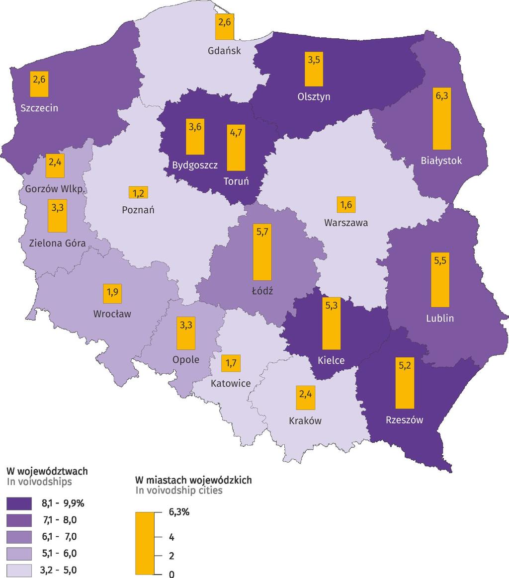 RZESZOW COMPARED TO VOIVODSHIP CITIES Mapa 6. Map 6.