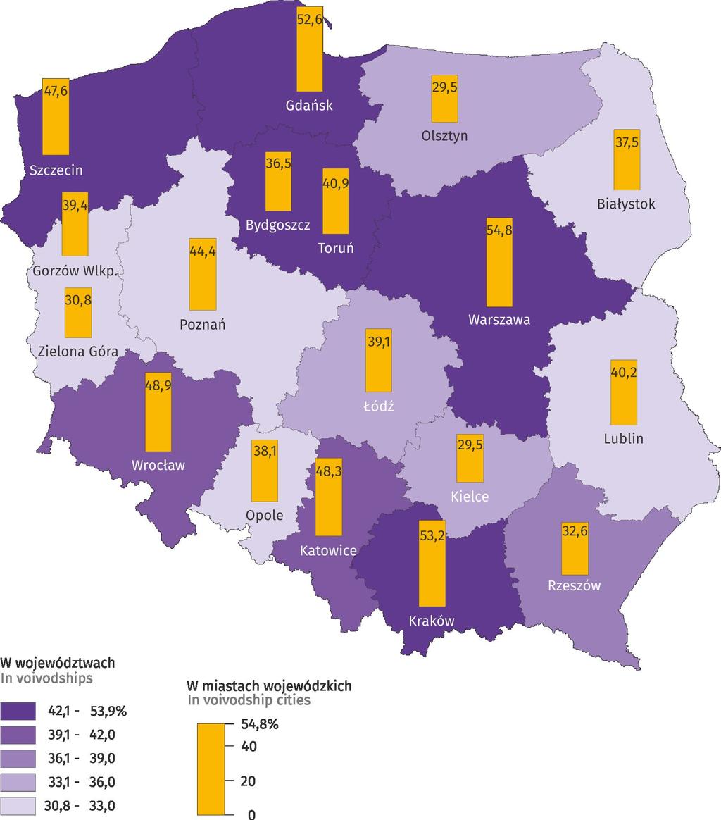 RZESZOW COMPARED TO VOIVODSHIP CITIES 2.5. Turystyka 2.5. Tourism Mapa 9. Map 9.