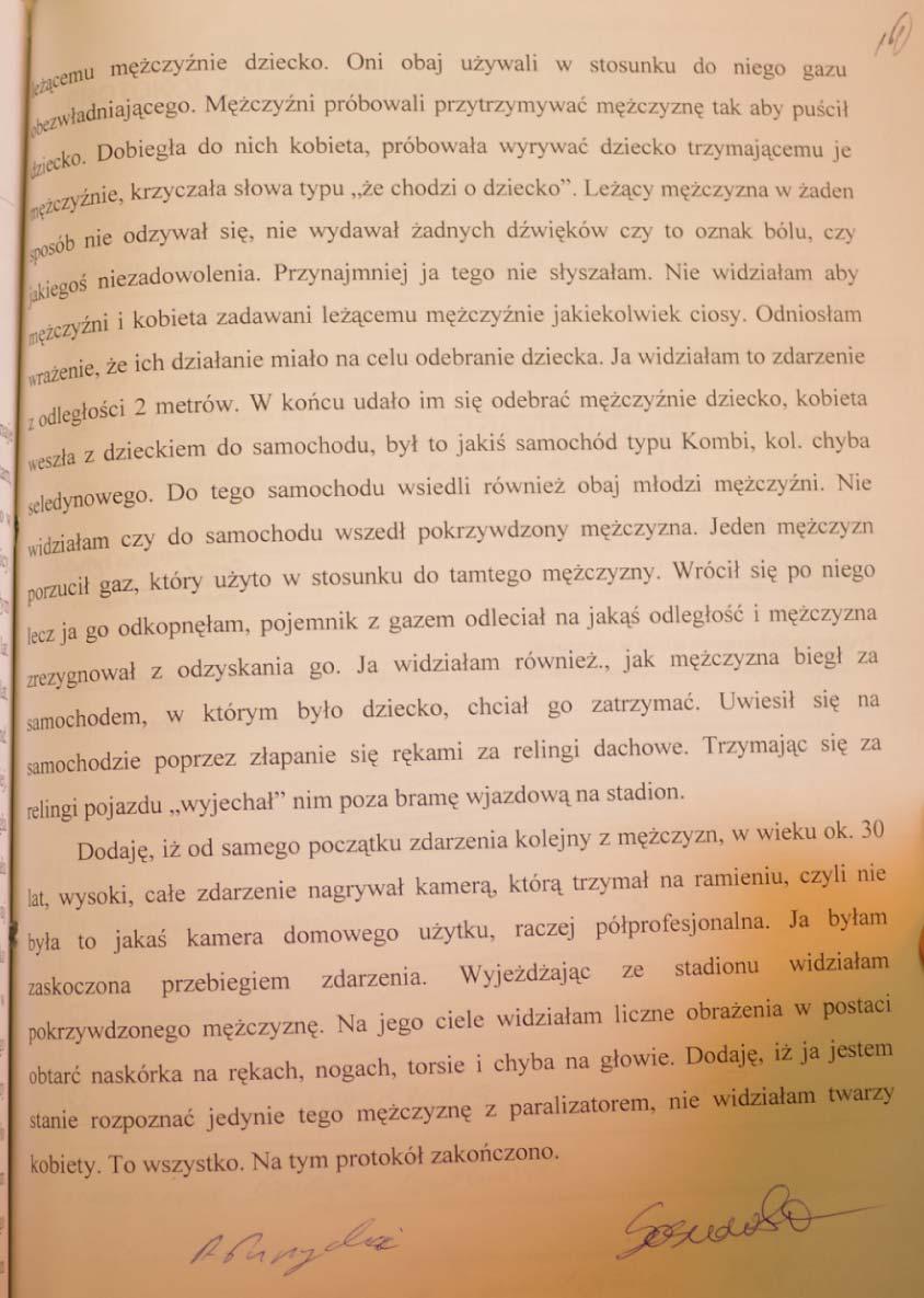 Zeznania świadka napadu nr.