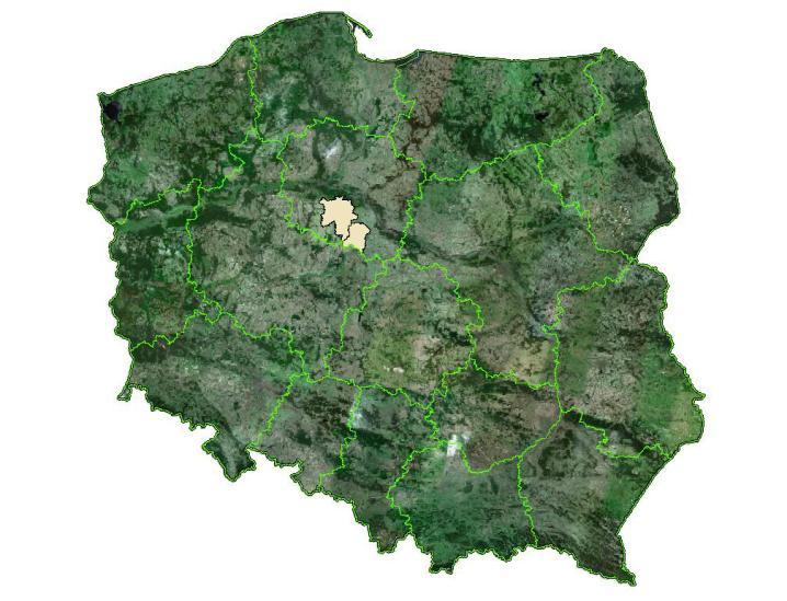 objaśnienie: kolor żółty granice powiatów, kolor pomarańczowy obiekty demonstracyjne Rys. 2.