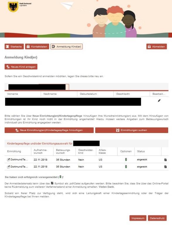 - 12 - Państwa zgłoszenie zostało pomyślnie zakończone, jeżeli pokazany zostanie następujący widok: Status Państwa zgłoszenia