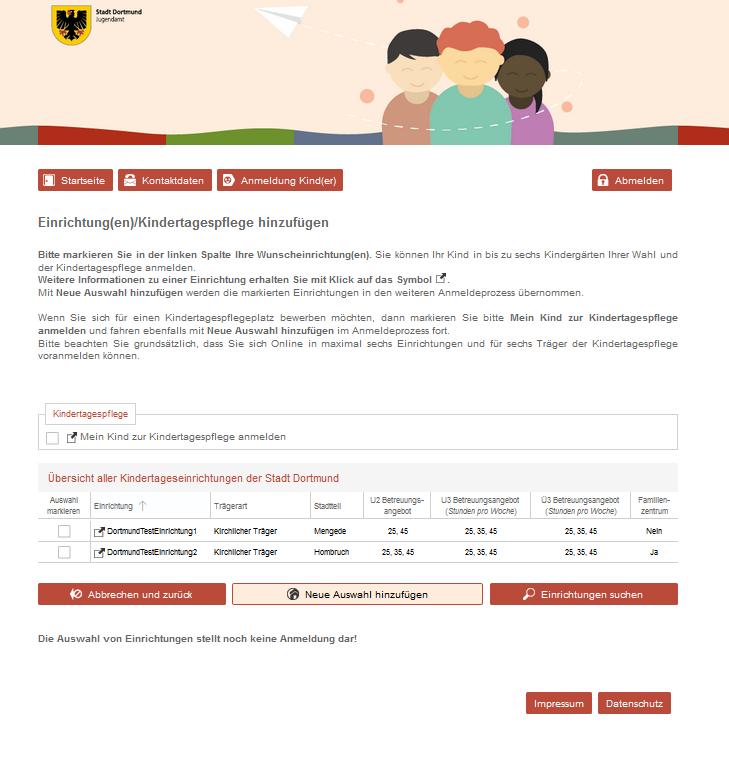 Jeżeli Państwa dane są poprawne i nie chcą Państwo dokonywać żadnych dalszych uzupełnień lub zmian w zbiorze danych swojego dziecka, wówczas należy kliknąć na pole Dodaj nową placówkę / nowe placówki