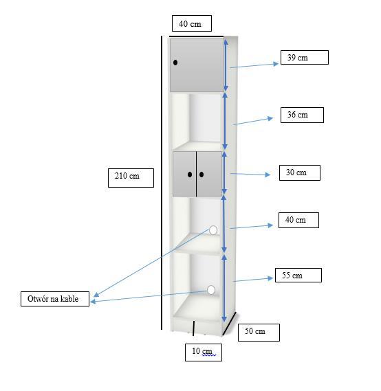 4. Regał na dokumenty -1 sztuka Szafa na dokumenty, kolor - Jabłoń Locarno szerokość 400 cm, wysokość 210 cm, głębokość 50 mm, podstawa szafy