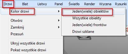 Następnie wskazujemy szafki, które mają mieć zmieniony front (jeśli więcej niż