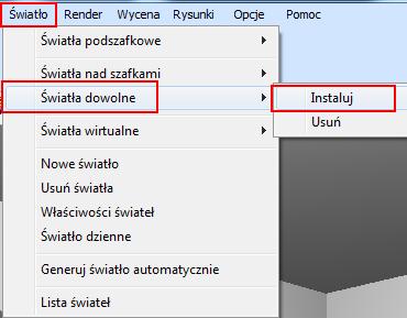 21. Dodanie światła podszafkowego Światło podszafkowe