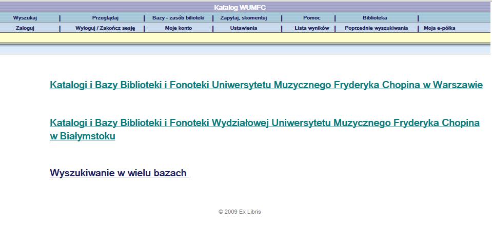 1. Wybierz za pomocą kliknięcia bazę zbiorów w