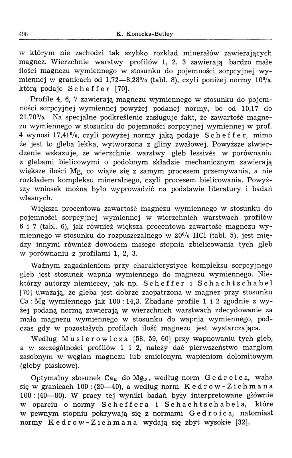496 K. Konecka-Betley w którym nie zachodzi tak szybko rozkład m inerałów zawierających magnez.