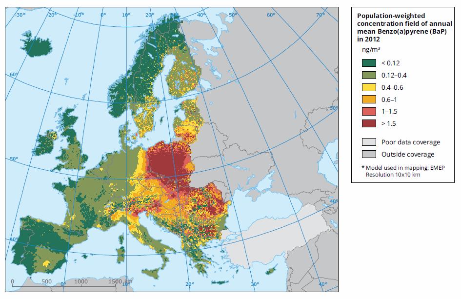 Portugalia Hiszpania Holandia Malta Szwajcaria Finlandia Niemcy Wielka Brytania Cypr Francja Włochy Łotwa Węgry Estonia Słowenia Czechy Polska Benzo(a)piren 2012 r.