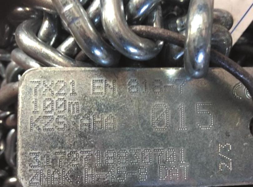 Znaczenie jakości łańcuchów dla bezpieczeństwa pracy 83 Normy wymagają także od producenta poddania łańcucha procesowi kalibracji.