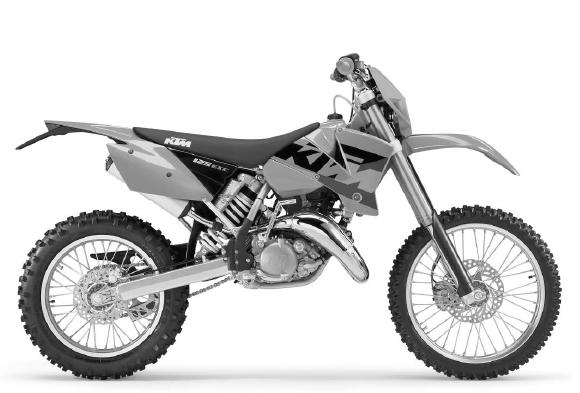 Rys. 1. Motocykl KTM EXC 200. Budowa zespołu hamulca przedniego i tylnego W motocyklach marki KTM stosowane są hydrauliczne hamulce tarczowe. firmy BREMBO.