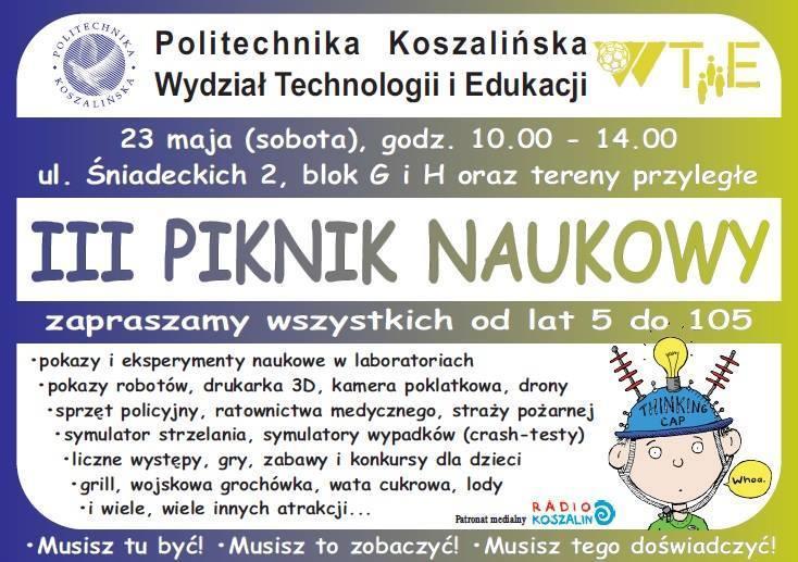 SEP szykuje się do uczestnictwa w pikniku naukowym na Politechnice Koszalińskiej Tym razem odbędzie się on w sobotę 20 maja w godzinach 10-14. Jednym z celów Pikniku jest integracja.