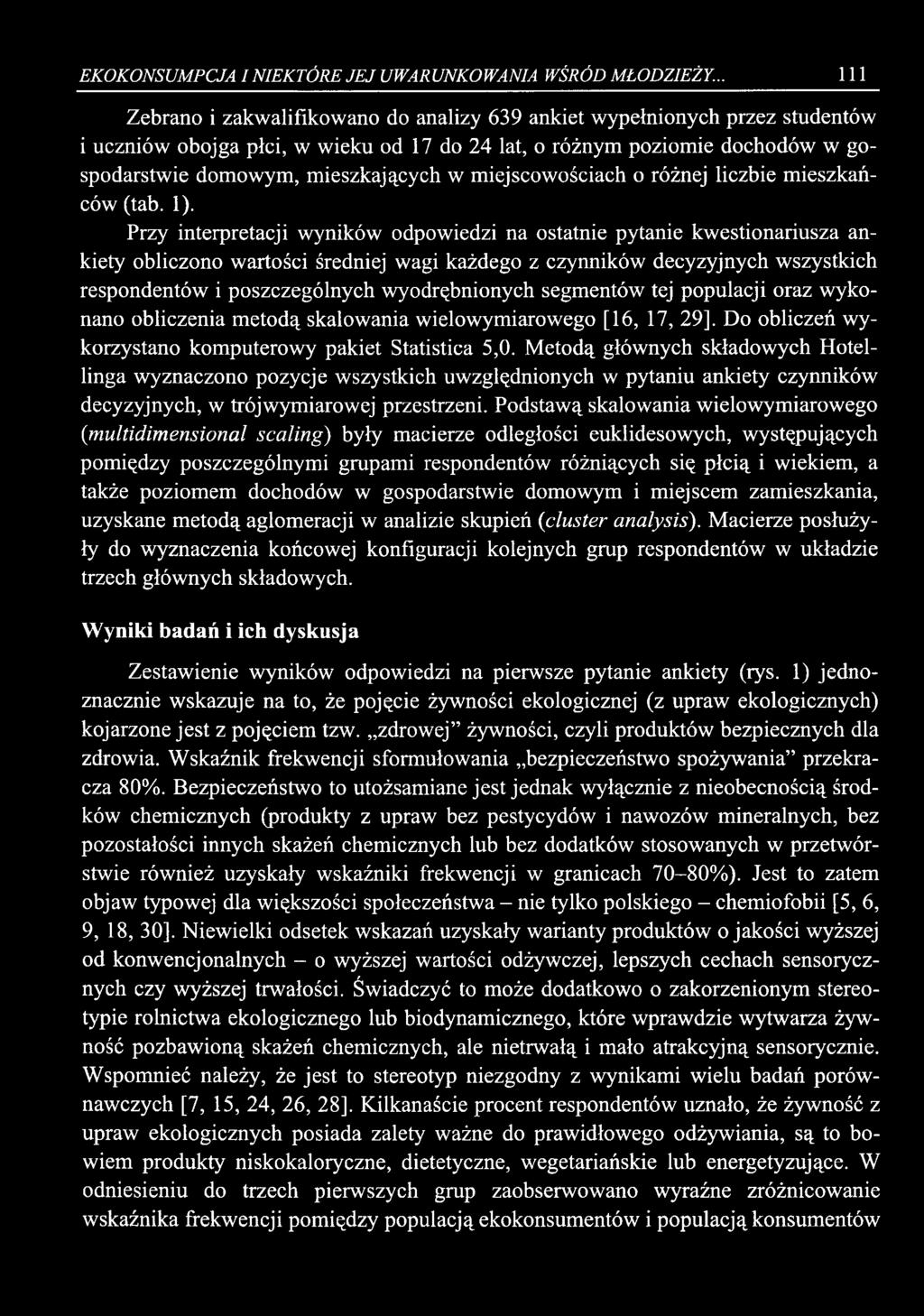 EKOKONSUMPCJAI NIEKTÓRE JEJ UWARUNKOWANIA WŚRÓD MŁODZIEŻY.
