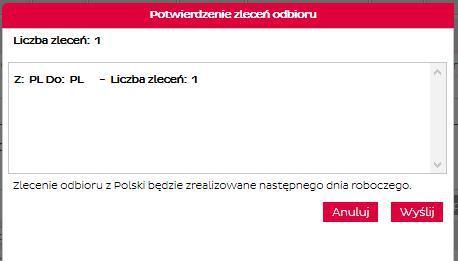 przesyłek, które będą miały zaznaczone Zlecenie odbioru nie będzie możliwe.