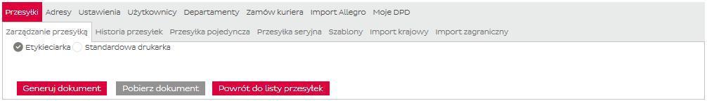 3. Przesyłki Ważne: Zatwierdzenie przesyłek na liście przesyłek oczekujących wiąże się z wygenerowaniem etykiet, wówczas dokonanie zmian jest już niemożliwe.