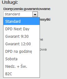 przesyłki następnego dnia roboczego do godz. 9:30. W okresie od 1 listopada do 1 marca usługa realizowana do 10:30.