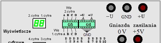 Makieta do wykonania ćwiczenia Gniazdo G1 podaje napięcie zasilające, 5 V, i łączy masę układu (0 V).
