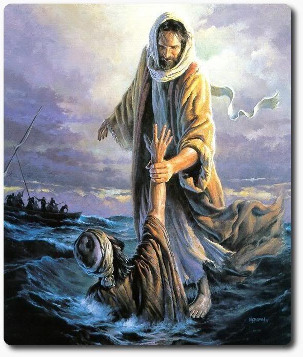 But when he saw how strong the wind was he became frightened; and, beginning to sink, he cried out, "Lord, save me!