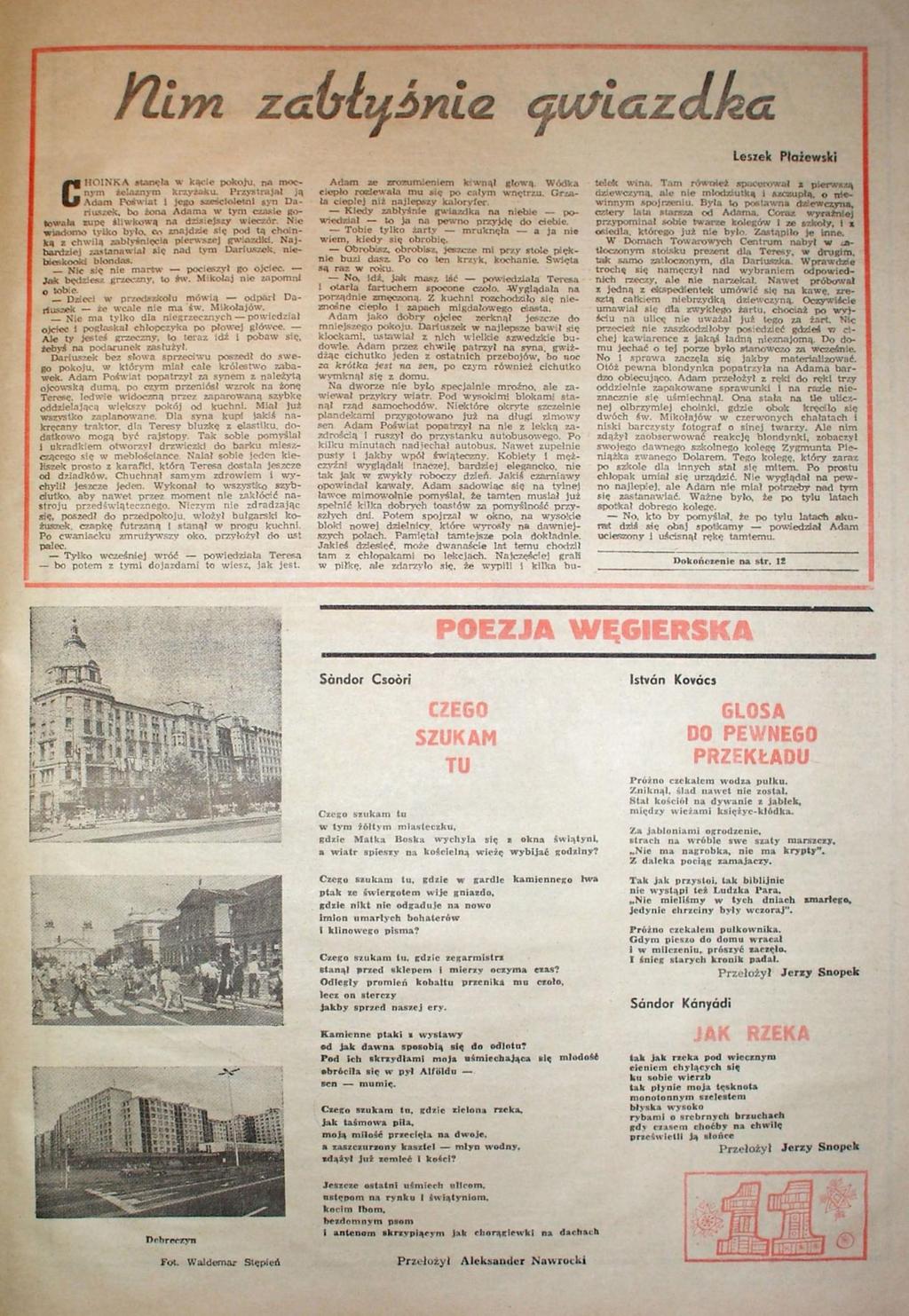 Nim zabłyśnie gwiazdka Leszek Płażewski POEZJA WĘGIERSKA Sandor Csoori