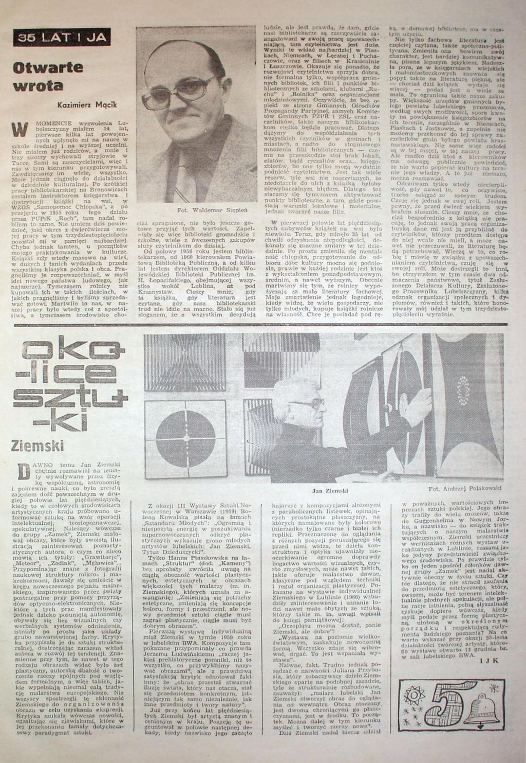 36 LAT I JA Otwarte wrota Kazimierz Mqcik Fot.