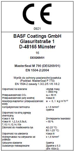 Przyczepność razem z kolejny warstwami: - M 790 (Xolutec) - M 310 (epoxy) - M 336 (epoxy-poliuretan) - M 391 (epoxy) - M 689 (polimocznik,natrysk na ciepło) - M 808 (poliuretan) - M 811 (hybryda